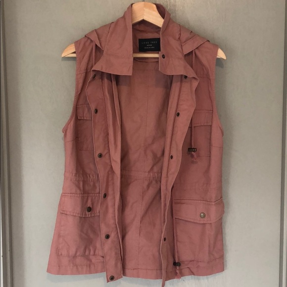 Love Tree Jackets & Blazers - Pink hooded utility vest Love Tree Jackets & Blazers - Pink hooded utility vest